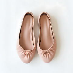 Fototapeta premium Elegant pink ballet flats: Comfortable and stylish footwear for everyday wear, on a white background.