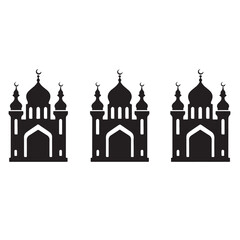 Three Black Silhouette Mosques