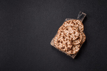 Matzah wheat bread for the Jewish holiday of passover. Kosher matzo bread