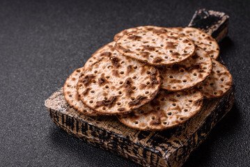 Matzah wheat bread for the Jewish holiday of passover. Kosher matzo bread