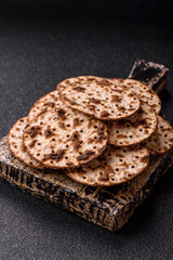 Matzah wheat bread for the Jewish holiday of passover. Kosher matzo bread