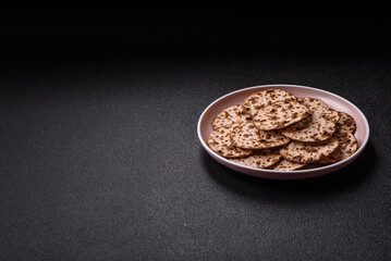 Matzah wheat bread for the Jewish holiday of passover. Kosher matzo bread