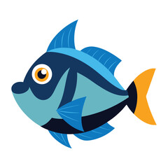 Obraz premium Isolated vector illustration of a colorful tropical fish with blue and yellow fins
