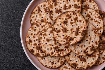 Matzah wheat bread for the Jewish holiday of passover. Kosher matzo bread