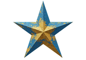 Obraz premium Rustic blue and gold star, distressed texture.