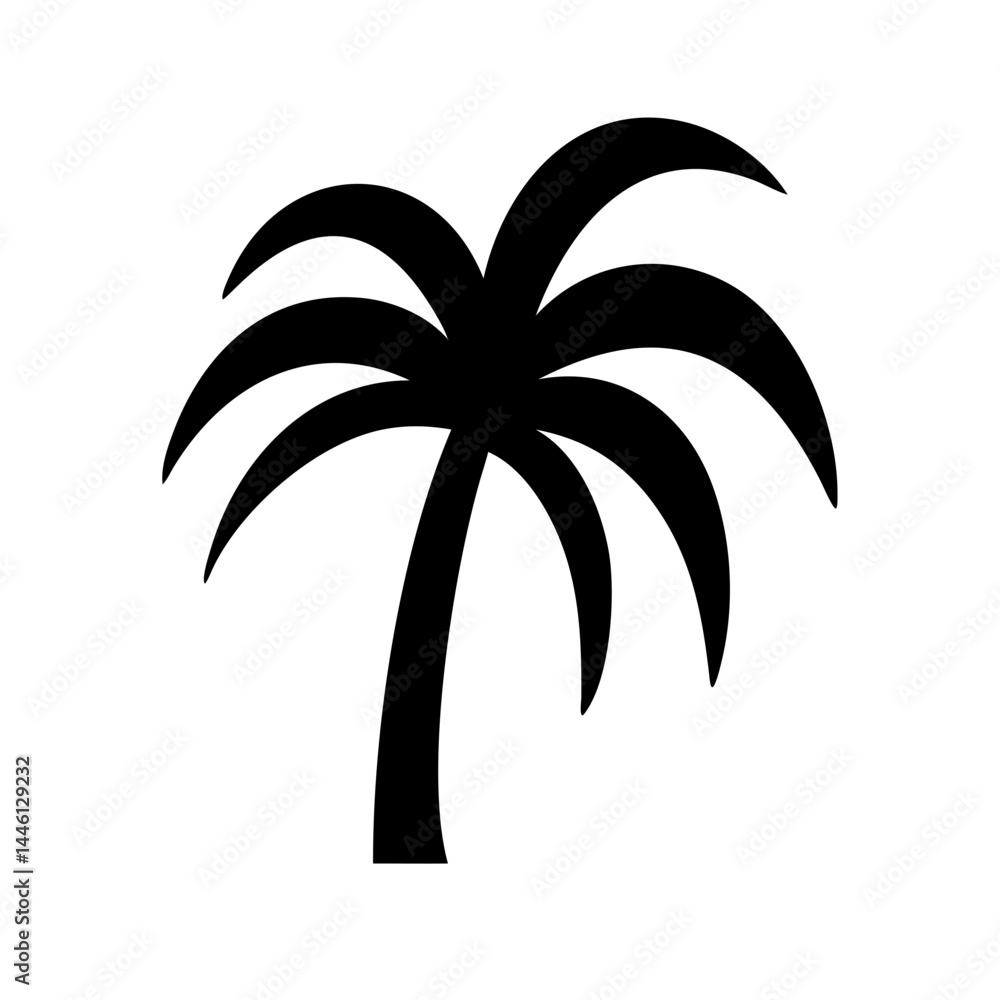 Poster palm tree silhouette art on transparent background for web and graphic design