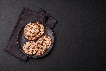 Matzah wheat bread for the Jewish holiday of passover. Kosher matzo bread