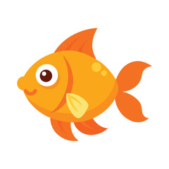 Cute orange goldfish cartoon character swimming vector illustration isolated on white