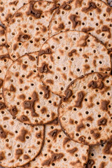 Matzah wheat bread for the Jewish holiday of passover. Kosher matzo bread