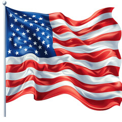 Obraz premium American flag waving isolated on transparent background. PNG