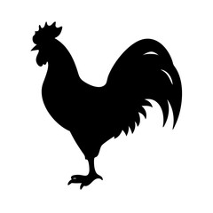 rooster silhouette artwork on transparent background for web and graphic design