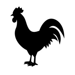 rooster silhouette artwork on transparent background for web and graphic design