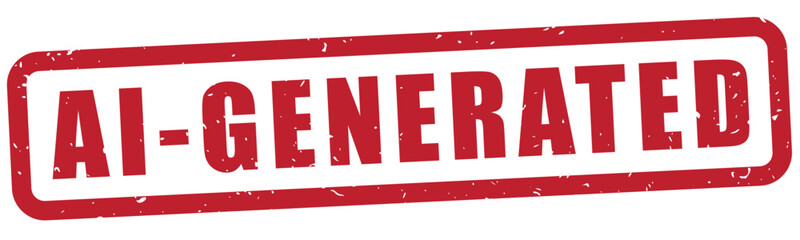 ai generated text with a rubber stamp effect, distressed grunge texture, authenticity concept, label,confirmation, website element, transparent background, red grunge rubber stamp, isolated vector art