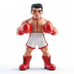 3d model of a cartoon boxer in fighting stance.