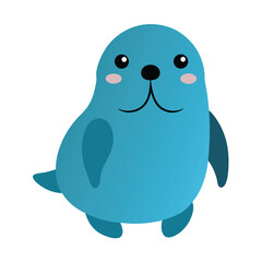 Cute blue seal cartoon illustration for children and graphic designs