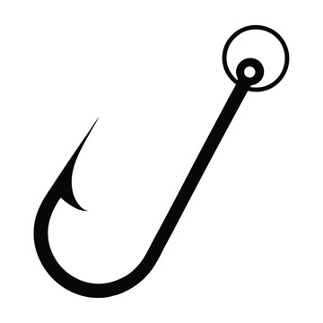 recommend clip art: Simple black and white fishing hook illustration for angling and recreation