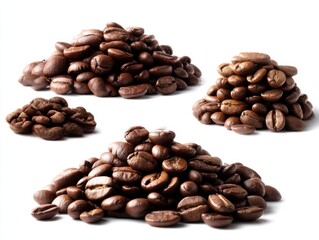Fototapeta premium Piles of coffee beans isolated on white background