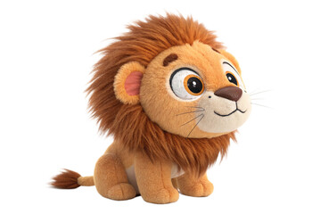 cute lion stuffed toy, isolated on transparent background - generated by ai