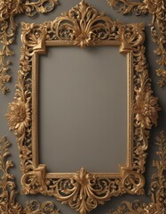 Intricate gold filigree scroll frame, vintage floral design , classic, luxury, design
