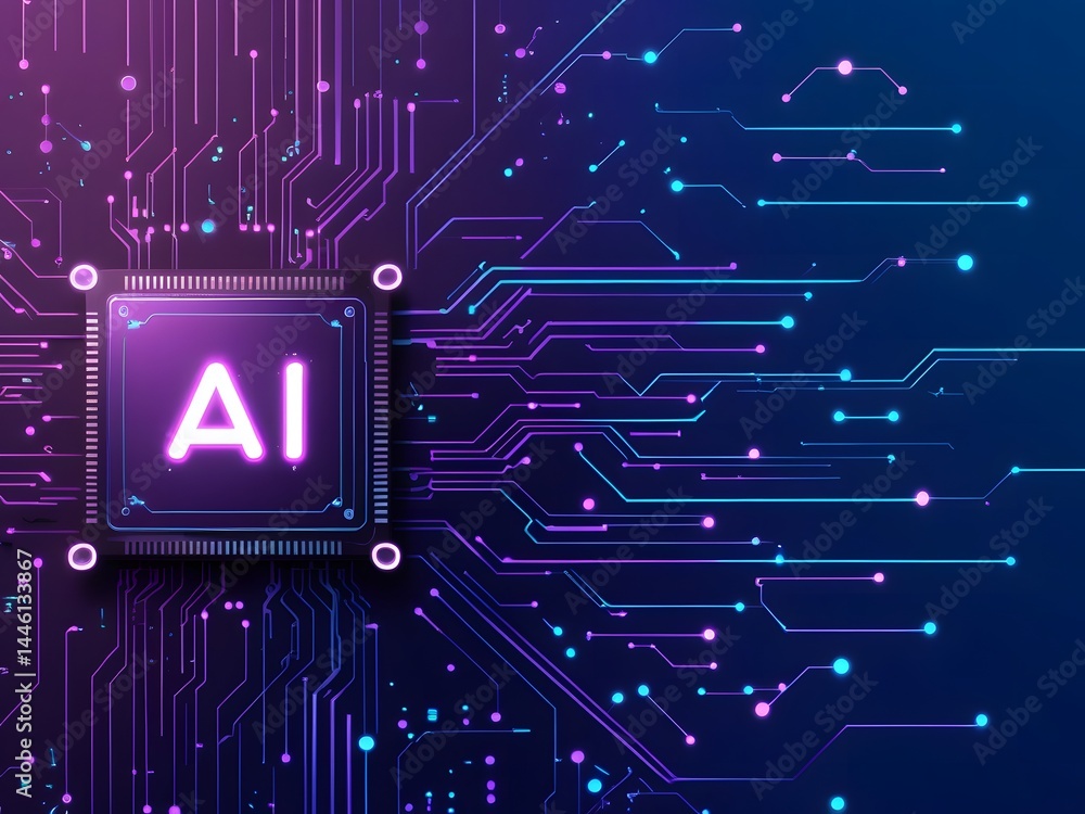 Poster ai technology microchip background digital transformation concept.
