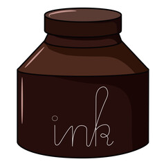 Illustration of a brown glass bottle with ink