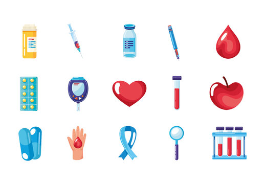 Colorful Medical Supplies Healthcare Items Illustration Design Set