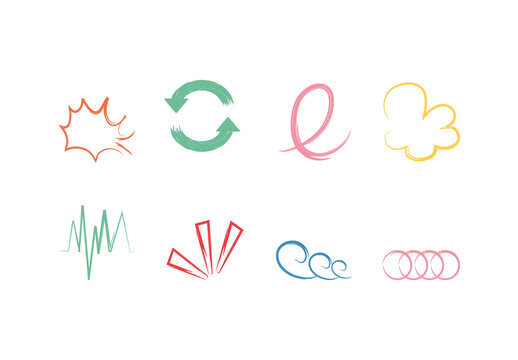 Colorful Handdrawn Decorative Abstract Shapes Modern Graphic Icons Set