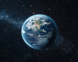 Obraz premium Earth from space, clouds, stars