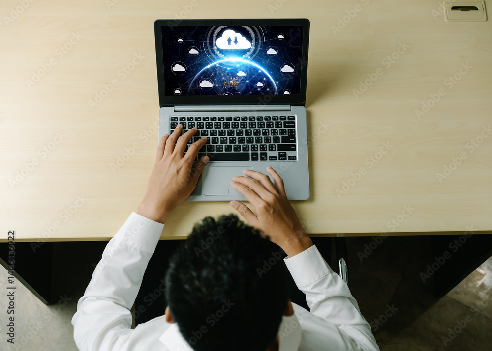 Poster cloud computing software for modish remote work and personal data storage
