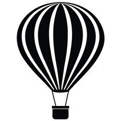 Fototapeta premium Striped Hot Air Balloon Icon A Simple Black and White Illustration