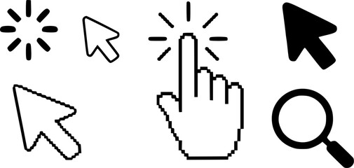 Collection of Black and White Computer Icons and Symbols