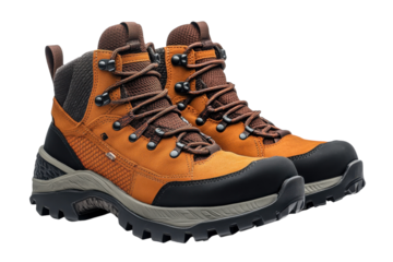 Sturdy orange hiking boots ready for adventure robust design textured suede leather durable sole