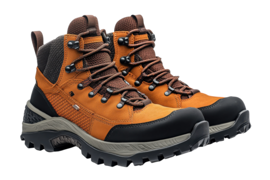 Sturdy orange hiking boots ready for adventure robust design textured suede leather durable sole