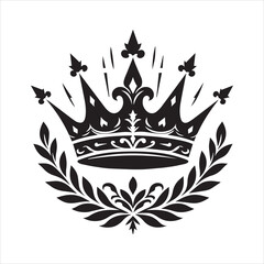 Crowns vector illustration. King, princess diadem in style of hand drawn black doodle on white background. Corona silhouette 