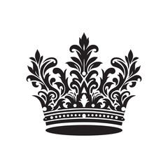 Crowns vector illustration. King, princess diadem in style of hand drawn black doodle on white background. Corona silhouette 