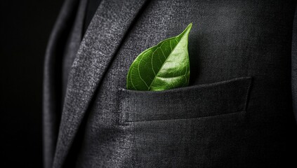 Green leaf in suit pocket (3)