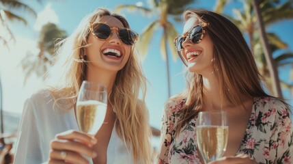 Friends sippin on the beach