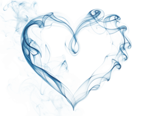 Blue smoke heart with swirling tendrils