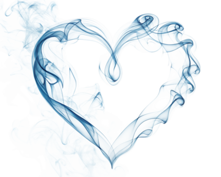 Blue smoke heart with swirling tendrils