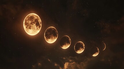 Lunar phases in a night sky