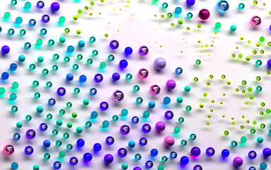 3d render of abstract art video animation of surreal 3d background based on small and big ball spheres bubbles in the deformation transformation process in rainbow gradient mix color on white back