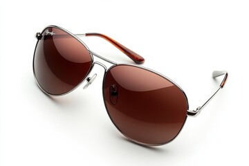Stylish brown aviator sunglasses perfect for sunny days reflecting light with a sleek silver frame