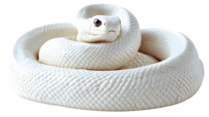 A coiled white snake with detailed scales perfect for nature wildlife and reptilethemed des