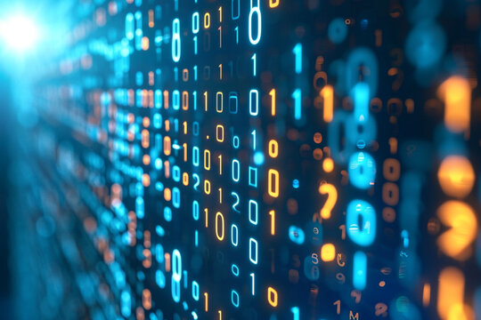 Abstract white wallpaper with binary code or digits, representing internet hacking   - Powered by Adobe