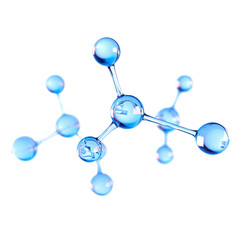 Representation of floating molecules as a representation and concept of science and chemistry, isolated with transparent background