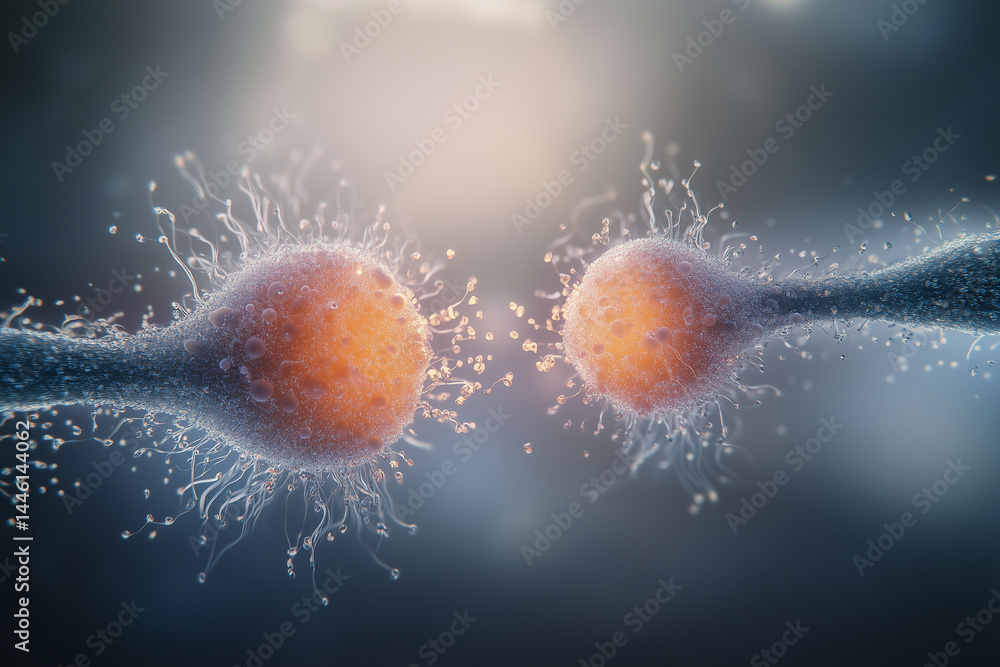 Poster duel at the edge of a micro crater between two cellular entities showcasing dynamic interactions in 