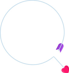 A colorful cupid's arrow with a heart-shaped tip, following a curved line that ends in a straight line.