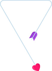A colorful geometric cupid's arrow in the shape of a triangle pointing upwards.