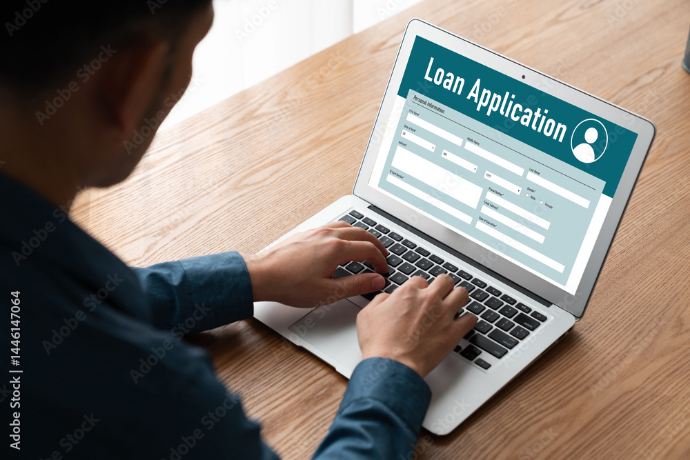 Poster online loan application form for modish digital information collection on the internet network