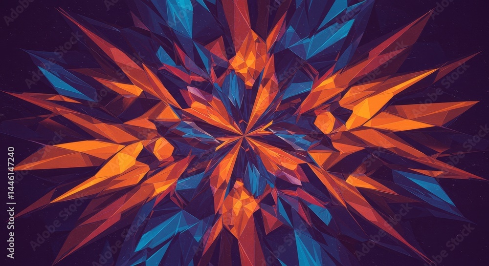 Aufkleber abstract crystal burst design - intricate, symmetrical design featuring a burst of sharp, angular cr